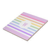Carreau Monogramme en Blanc Cirque Pastel Arc-en-ciel rayu (Côté)