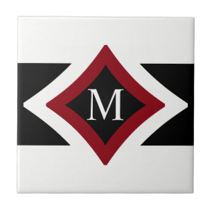 Carreau Monogramme en forme de diamant noir, blanc et roug