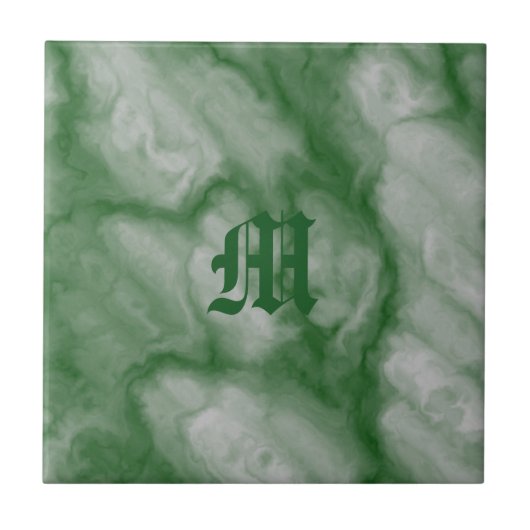 Carreau Monogramme en marbre gris gris vert classique (Devant)