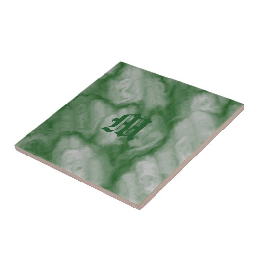 Carreau Monogramme en marbre gris gris vert classique (Côté)