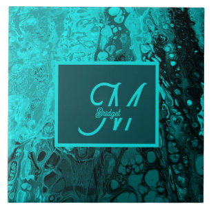 Carreau Monogramme en marbre Turquoise Bold Aqua