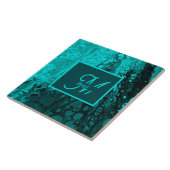 Carreau Monogramme en marbre Turquoise Bold Aqua (Côté)