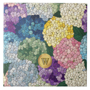 Carreau Monogramme en verre faux teinté de fleurs d'horten