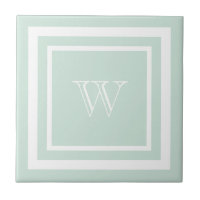 Monogramme encadré blanc vert de mer