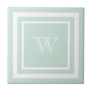 Carreau Monogramme encadré de blanc et de vert écume de me