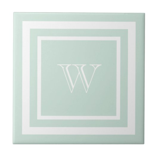 Carreau Monogramme encadré de blanc et de vert écume de me (Devant)