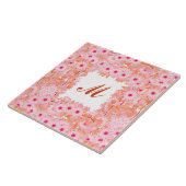 Carreau Monogramme encadré de fleurs - rose et pêche (Côté)