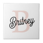 Carreau Monogramme et nom personnalisé moderne Pastel Pink<br><div class="desc">Voici notre Monogramme personnalisé moderne et le Carrelage en céramique Pastel Pink, un ajout chic et personnalisable à votre décor. Ce carrelage présente un design rose pastel doux, personnalisé avec votre monogramme et votre nom, ce qui en fait une touche unique et élégante pour n'importe quel espace. Parfait pour être...</div>