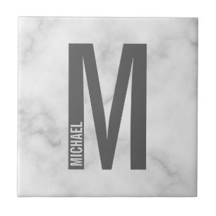 Carreau Monogramme et nom personnalisés modernes