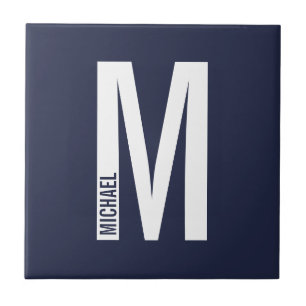 Carreau Monogramme et nom personnalisés modernes