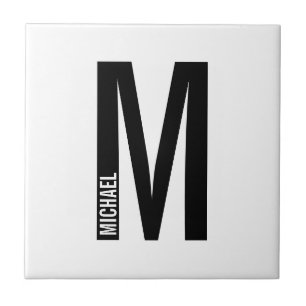 Carreau Monogramme et nom personnalisés modernes