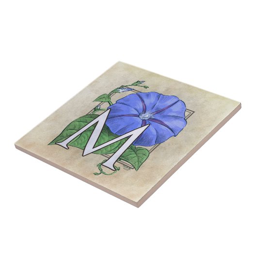 Carreau Monogramme floral de fleur de matin (Côté)