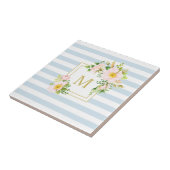 Carreau Monogramme Floral Shabby Chic Pastel Blue Stripes (Côté)