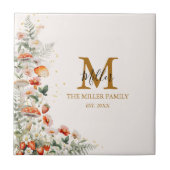 Carreau Monogramme Forêt Champignons Fleurs Florales botan (Devant)