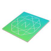 Carreau Monogramme géométrique cool | Ombre Vert bleu et c (Côté)