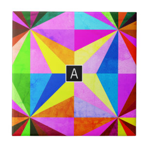 Carreau Monogramme géométrique multicolore moderne coloré