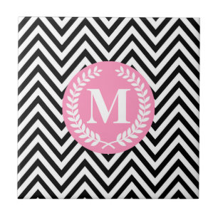 Carreau Monogramme géométrique noir et blanc