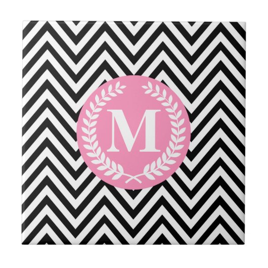 Carreau Monogramme géométrique noir et blanc (Devant)