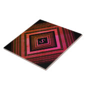 Carreau Monogramme géométrique rose rustique moderne (Côté)