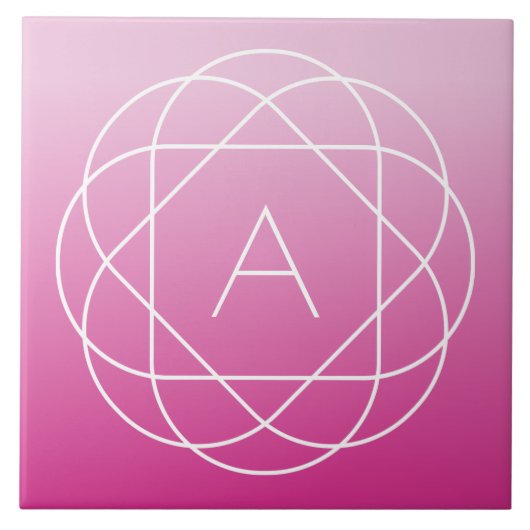 Carreau Monogramme géométrique semblable à une fleur | Omb (Devant)