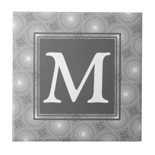 Carreau Monogramme gris cercles motif