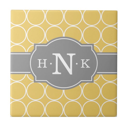 Carreau Monogramme gris Motif du cercle jaune fille (Devant)