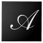 Carreau Monogramme initial blanc sur noir (Devant)