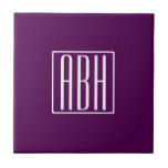 Carreau Monogramme initial | Blanc Sur Violet Profond<br><div class="desc">Moderne et optimiste.</div>