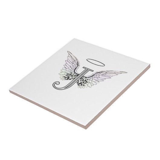 Carreau Monogramme initial de la lettre J avec des ailes (Côté)