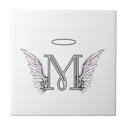 Carreau Monogramme initial de la lettre M avec des ailes (Devant)