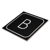 Carreau Monogramme Initial De Style Moderne | Blanc & Noir (Côté)