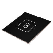 Carreau Monogramme Initial De Style Moderne | Blanc & Noir (Côté)
