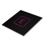 Carreau Monogramme Initial De Style Moderne | Rose Et Noir (Côté)