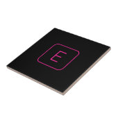 Carreau Monogramme Initial De Style Moderne | Rose Et Noir (Côté)