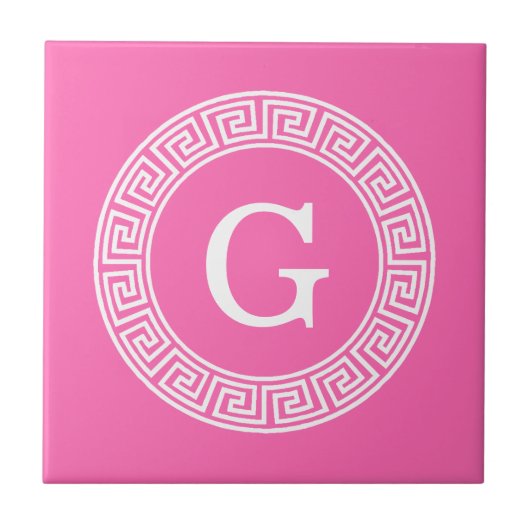 Carreau Monogramme initial du cadre de ligne de clé grecqu (Devant)