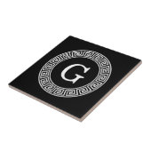 Carreau Monogramme initial du cadre de ligne de clé grecqu (Côté)