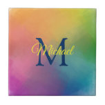 Carreau Monogramme initial Élégant Couleurs arc-en-ciel mo<br><div class="desc">Initiale Monogramme Moderne Elégant Arc-en-ciel Couleurs Art Abstrait Modèle Tendance Carreaux de céramique Carré.</div>