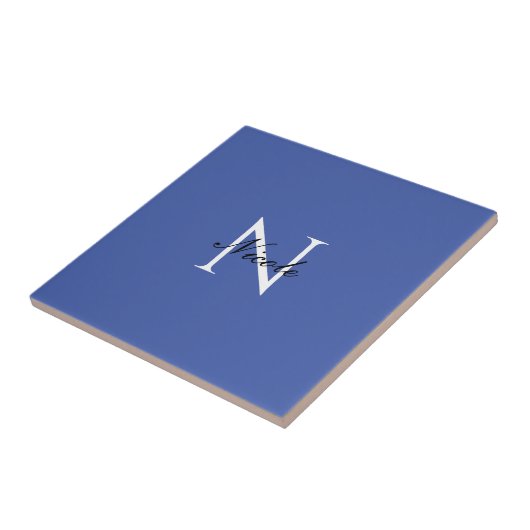 Carreau Monogramme initial manuscrit propre nom bleu (Côté)