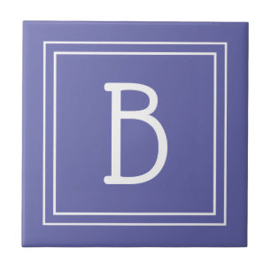 Carreau Monogramme Initial Moderne Bleu Pervenche