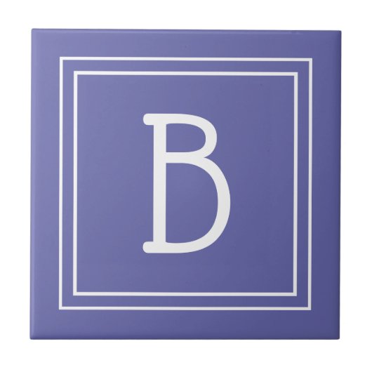 Carreau Monogramme Initial Moderne Bleu Pervenche (Devant)
