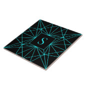Carreau Monogramme Initial | Motif Géométrique Turquoise (Côté)