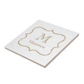 Carreau Monogramme Initial Nom Or Blanc Tendance (Côté)
