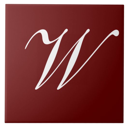 Carreau Monogramme initial W blanc sur marron (Devant)
