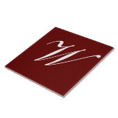 Carreau Monogramme initial W blanc sur marron (Côté)