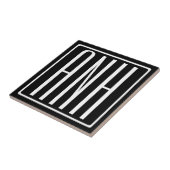 Carreau Monogramme Initiales 3 Moderne Gras | Blanc Sur No (Côté)