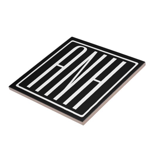 Carreau Monogramme Initiales 3 Modernes Gras | Blanc Sur N (Côté)