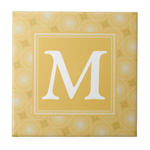 Carreau Monogramme jaune cercles motif