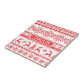 Carreau Monogramme juste rouge de motif d'île de chandail (Côté)