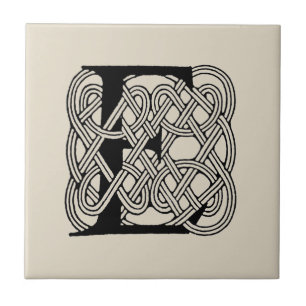 Carreau Monogramme lettre E Impression vintage nœud celtiq