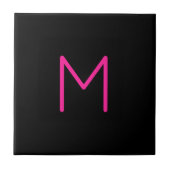 Carreau Monogramme moderne éditable rose et noir (Devant)